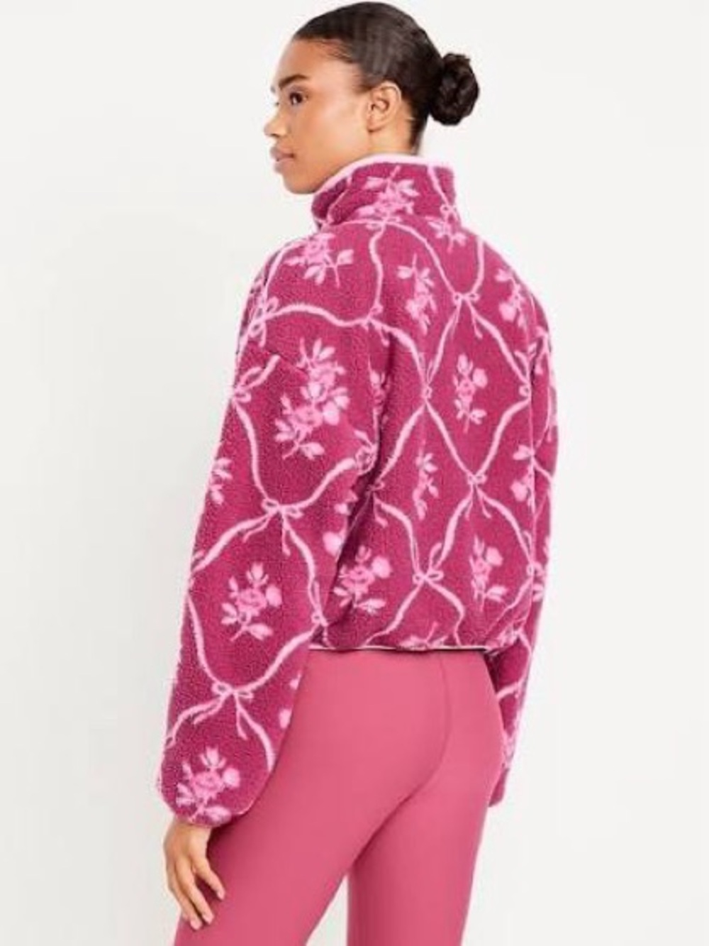 Old Navy Pink Floral Sherpa Jacket - Women